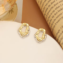 Irregular Twisted Ring Two-tone Shaped Temperament Affordable Luxury Fashion Earrings