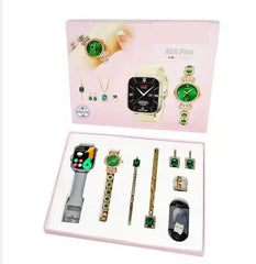 A56 Smartwatch 6 in 1 (Couple Watch) Necklace Earrings Bracelet Ring A56 Plus Luxury Jewelry Smart Watch A56plus