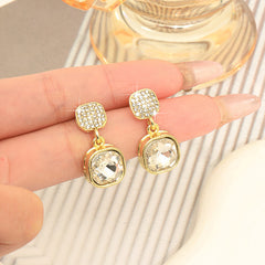 Needle Zircon Full-jeweled Stud Earrings Light Luxury