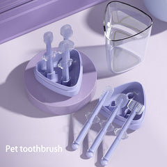 Pet Toothbrush Purple Cat Silica Gel