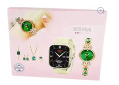 A56 Smartwatch 6 in 1 (Couple Watch) Necklace Earrings Bracelet Ring A56 Plus Luxury Jewelry Smart Watch A56plus