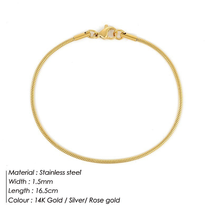 Korean Fashion Stainless Steel Round Snake Bracelet