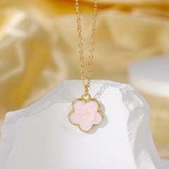 Lucky Five Petal Flower Single Necklace For Women