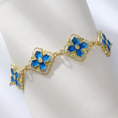 Diamond Leaf Four Leaf Flower Bracelet For Women Retro