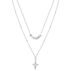 Opal Cross Double-layer Necklace Female Niche