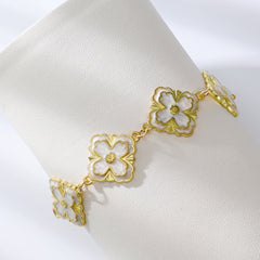 Diamond Leaf Four Leaf Flower Bracelet For Women Retro