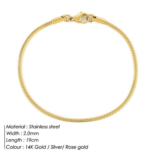 Korean Fashion Stainless Steel Round Snake Bracelet