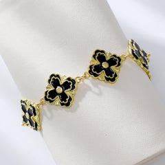 Diamond Leaf Four Leaf Flower Bracelet For Women Retro