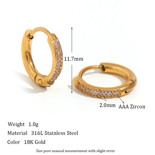 Special Interest Light Luxury Design Rounded Edge Zircon Earrings